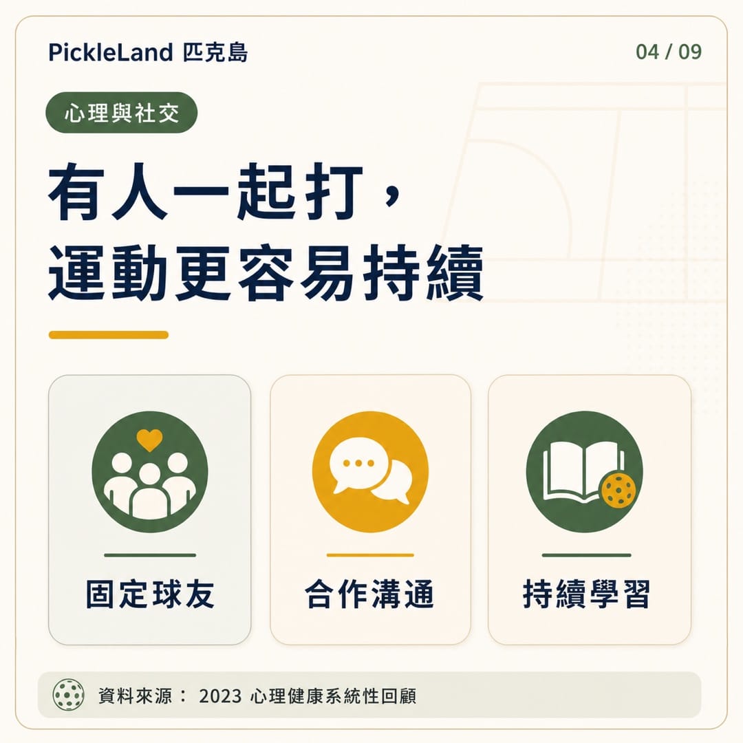 匹克球心理與社交好處：固定球友、合作溝通、持續學習與運動習慣